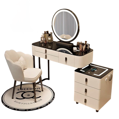 实木智能梳妆台无线充电轻奢北欧卧室化妆台现代简约多功能化妆桌