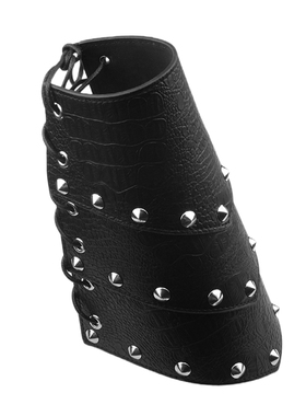 黑色PU皮拼接蛇纹压花纹绳子护腕