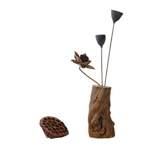 侘寂风禅意树桩风化木摆件会所茶桌干花造景树枝插花实木装饰品瓶