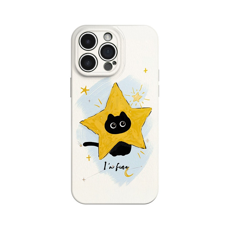 星星猫~适用iPhone16promax苹果13手机壳ins小米15华为pura70pro简约mate60清新vivox200荣耀magic6一加ace5