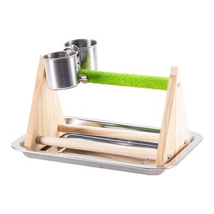 鹦鹉实木鸟架小型小号虎皮八哥玄凤桌面三角架互动手养鹦鹉架子