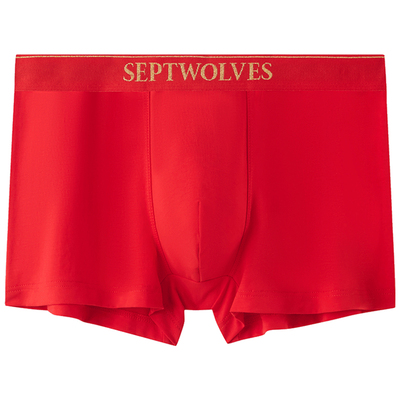 男士红内裤平角裤本命年红色