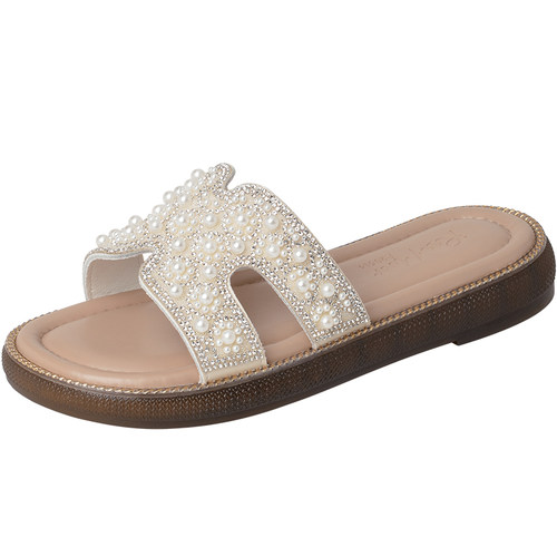 reemoor水钻凉拖鞋女2026年夏季新款外穿时尚百搭平底鞋软底睿慕