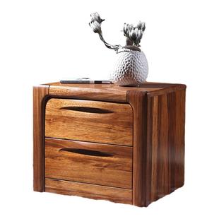 简韵 床头柜实木 现代简约新中式家具床头桌 全实木乌金木床边柜