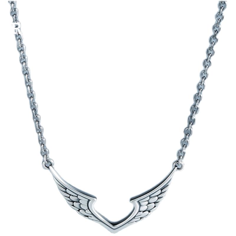 海盗船银饰黑天使项链女复古个性项链女ins嘻哈吊坠锁骨链网红潮