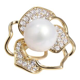 胸口防走光扣山茶花天然珍珠胸针高档女开衫纽扣固定衣服配饰胸花