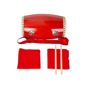 喜庆丰年腰鼓舞蹈道具全套鼓棒红绸带牛皮鼓儿童新年表演演出专用