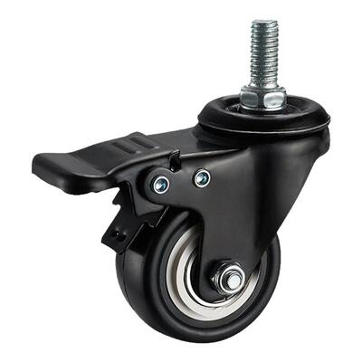 万向轮重型脚轮静音转定向轮34寸带轴刹车手推板车轮子小拖车滑轮