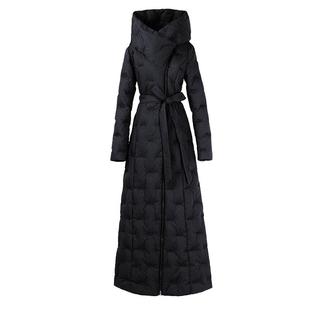 黑色长款羽绒服女高级感新款气质收腰连帽白鸭绒羽绒服到脚踝6100