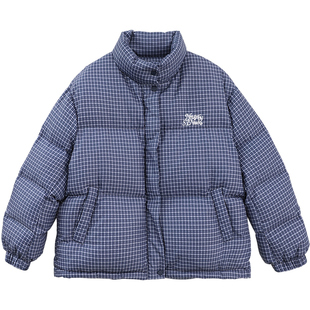 诺诺公主S1N初中生2026冬格子立领羽绒服女青少年宽松显瘦面包服