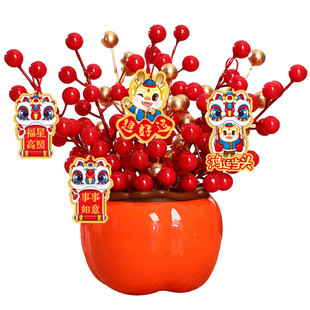 2026新年福桶装饰摆件马年春节过年客厅年宵花插花桶乔迁新居礼物