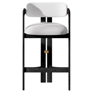 HERZZI中古风吧台椅子北美进口白蜡木实木高脚凳新中式岛台吧椅