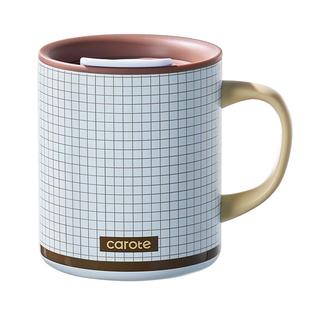 卡罗特保温马克杯带盖水杯女家用316不锈钢办公室咖啡杯子带勺子