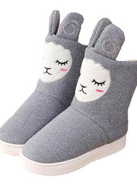 女士加厚雪地靴卡通小码保暖棉鞋