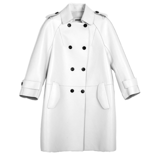 新款优雅白色绵羊皮风衣机车夹克秋冬外套2025海宁真皮皮衣女西装