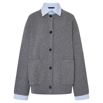 MOCO假两件拼接衬衫绵羊毛外套