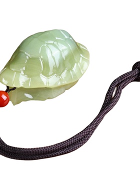 和田玉青白玉籽料龟壳手把件