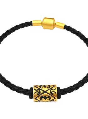 福珠黑皮绳手链男款粗手绳情侣款