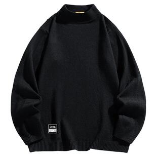 Jeep吉普毛衣男士冬季新款加厚圆领宽松纯色长袖大码打底衫针织衫