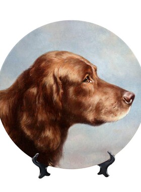 狗狗装饰盘文艺油彩碟子陶瓷欧式