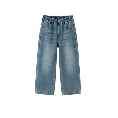 巴拉巴拉牛仔裤女童加绒直筒裤