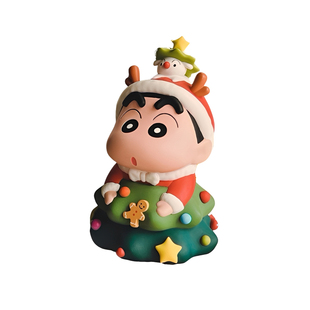 圣诞蜡笔小新手办创意圣诞树小新摆件可爱周边桌面公仔礼物送朋友