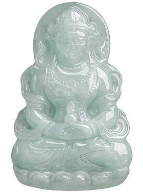 天然翡翠观音度母玉石吊坠挂件