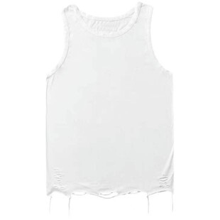 破洞背心ins潮高街打底衫宽松男白色无袖T恤叠穿破坏下摆内搭神器