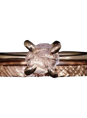 女玫瑰金天然粉红色摩根石戒指