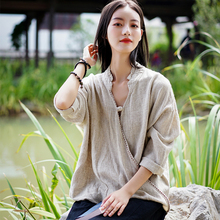 女装中国风禅意茶艺服装棉麻女上衣1