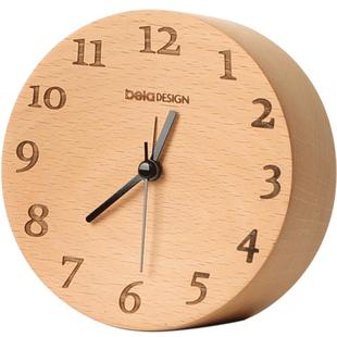 本来设计桌面摆钟实木小闹钟客厅静音台钟座钟摆件复古时钟摆台式