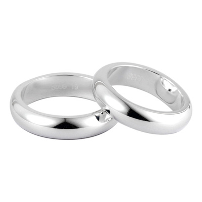 S999纯银实心加厚闭口情侣对戒