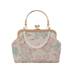 时尚立体提花大容量宴会包新中式珍珠手提包汉服旗袍包链条单肩包