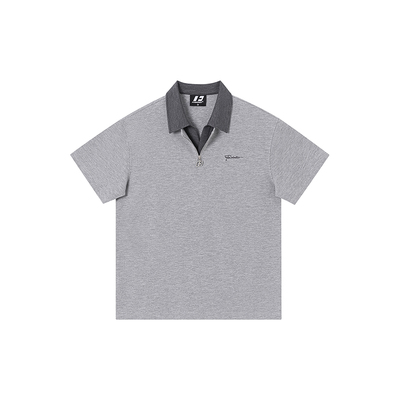 FORNINES假两件华夫格短袖POLO衫男潮牌夏季半拉链翻领T恤女半袖