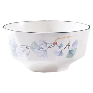 10个碗4.5英寸家用吃饭碗米饭碗网红印花陶瓷碗小汤碗套装可微波