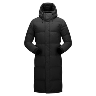 牧高笛TRAVEL连帽羽绒服白鹅绒冬季户外登山内搭运动保暖长款外套