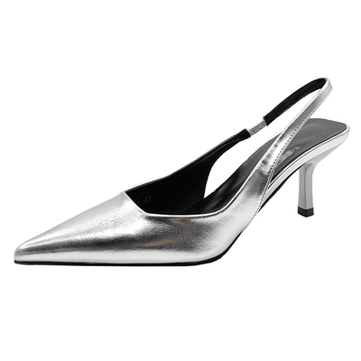 气质法式尖头包头凉鞋后空单鞋