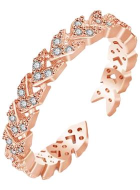 S925麦穗软骨关节戒指女韩版时尚简约气质轻奢百搭小众心型食指戒