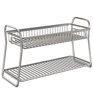 不锈钢洗漱台置物架浴室台面双层收纳架卫生间洗漱台化妆品整理架
