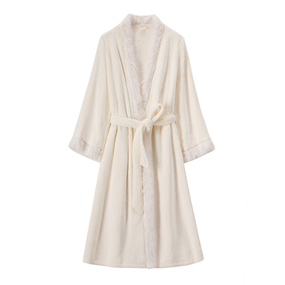 法式性感高级气质感牛奶绒睡袍