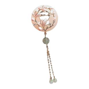 新中式古风玉兰花流苏胸针高档女平安扣胸花气质优雅旗袍汉服配饰