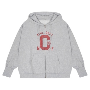 niko and ...外套女2026春季新款宽松印花拉链连帽卫衣583237