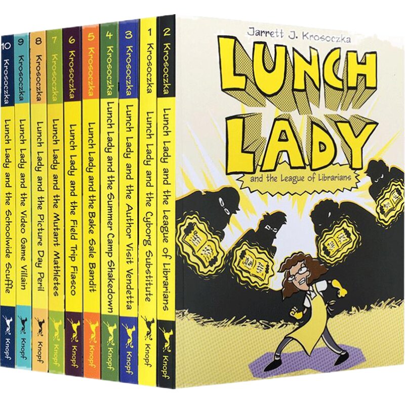 英文原版 Lunch Lady系列9册合售 全彩漫画章节桥梁书AUTHOR VISIT中小学生英语课外阅读幽默冒险故事书Jarrett J. Krosoczka出品