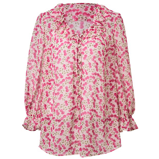 MAXRIENY法式甜美风樱桃印花v领宽松廓形上衣女25夏款高级气质感