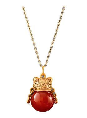 红玛瑙项链招财猫吊坠女生气质款