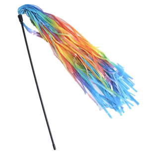 彩色响纸流苏逗猫棒弹力软手柄发声猫玩具带铃铛耐咬磨牙宠物用品