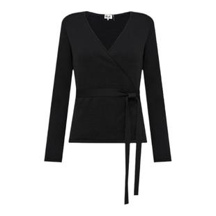 DVF黑色针织长袖裹身上衣WW4S001