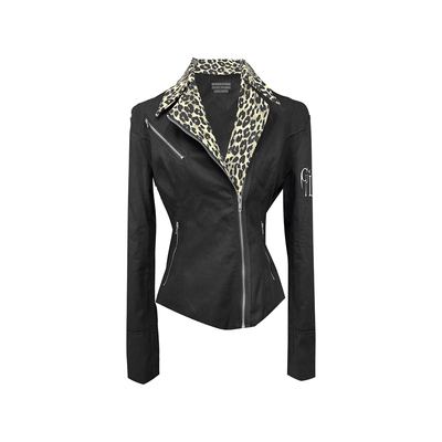 上帝计划豹纹短款修身外套女