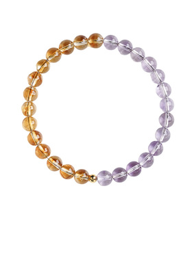 五行补火补土紫水晶黄塔晶水晶串珠手串女款九紫离火招财聚财手链