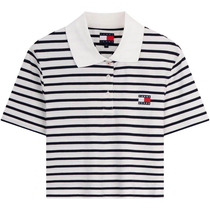 Tommy女装珠地网眼短款POLO衫